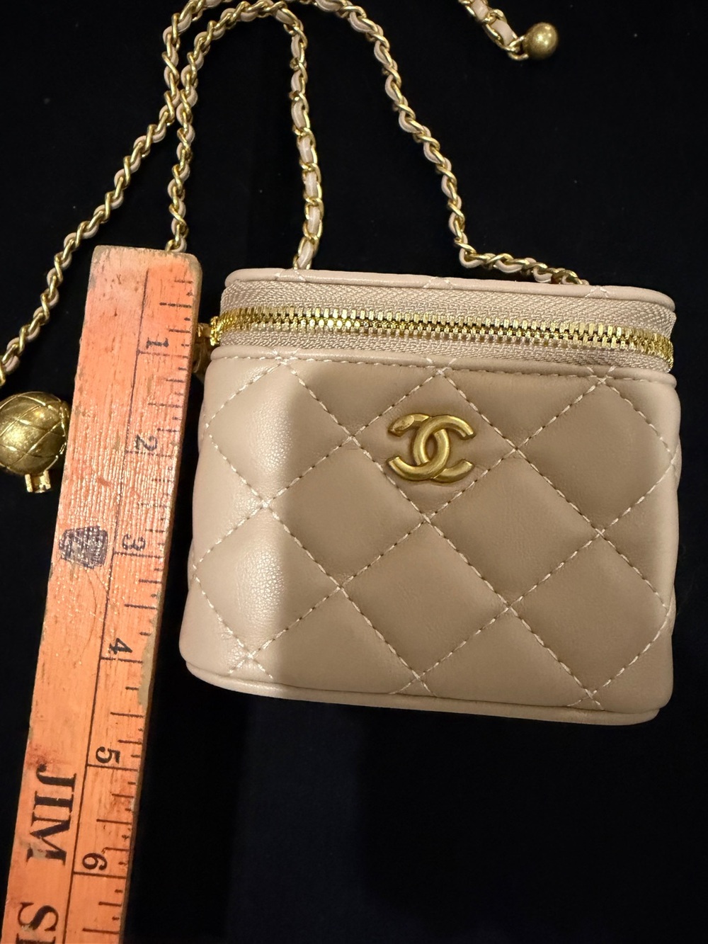 Chanel 2021 Beige Quilted Mini Crossbody Vanity Pouch - Picture 6 of 8